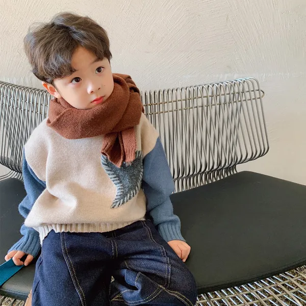 니트상의 블루 작은아버지 남아 블러킹 스웨터 겨울폼 보온 트렌드