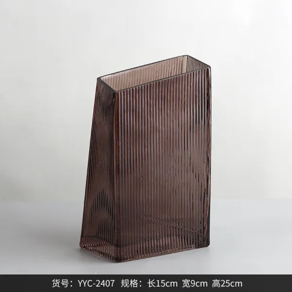 현대 심플 독창적 기하학무니 유리화병브라운소 수배기 소프트 실내 진열 장식품, 본상품, 딥 카키 YYC－240 7