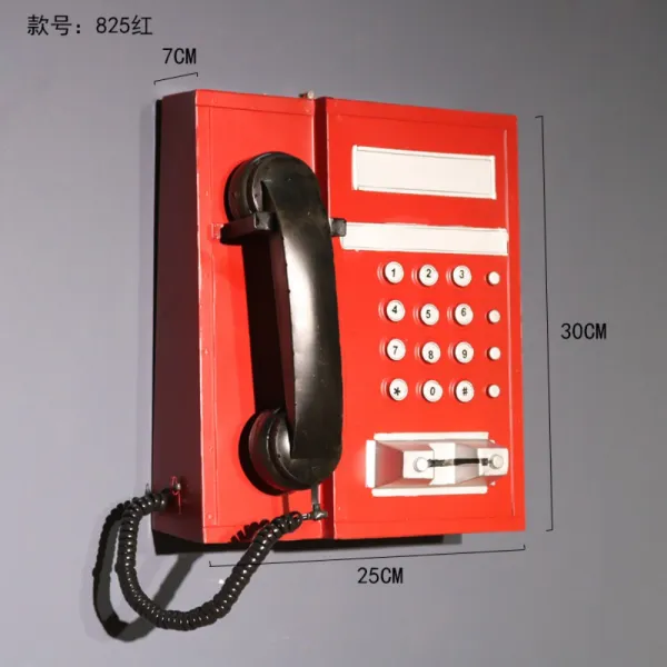 레트로 빈티지 벽 전화 모델 장식 빨간색 소품 의류 매장 레스토랑 바 창 장식, 레드 825