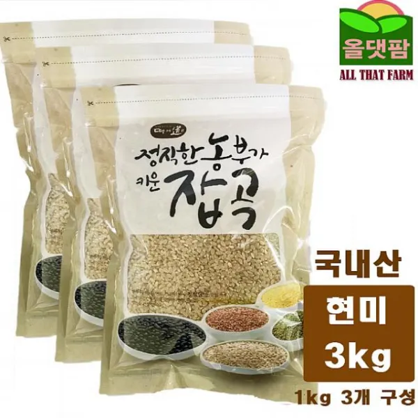 채은마켓 2019년 국내산 현미 현미쌀 3kg 1kg 3개 구성, 1