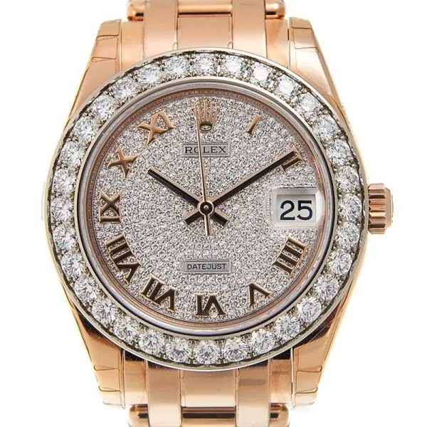 Lady-Datejust Pearlmaster Diamond Pave Dial 18K Everose Gold Automatic Ladies Watch 81285CDRPM
