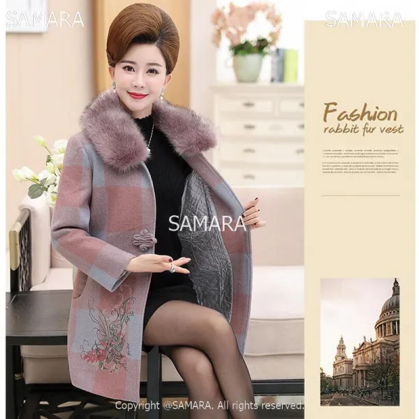 Qterra 특허브랜드 중년 여자 모직코트 40 50대 엄마옷 빅사이즈 미디