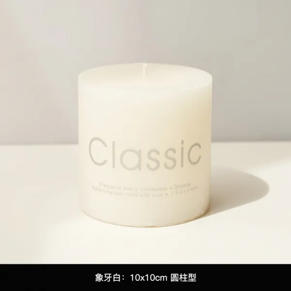 Lanshan 나무 무연 로맨틱 생일 향기로운 양초 창조적 인 웨딩 열 왁스 아이보리 흰색 원통형 사각형 촛, 단일옵션, 아이보리 화이트 10x10cm 실린더