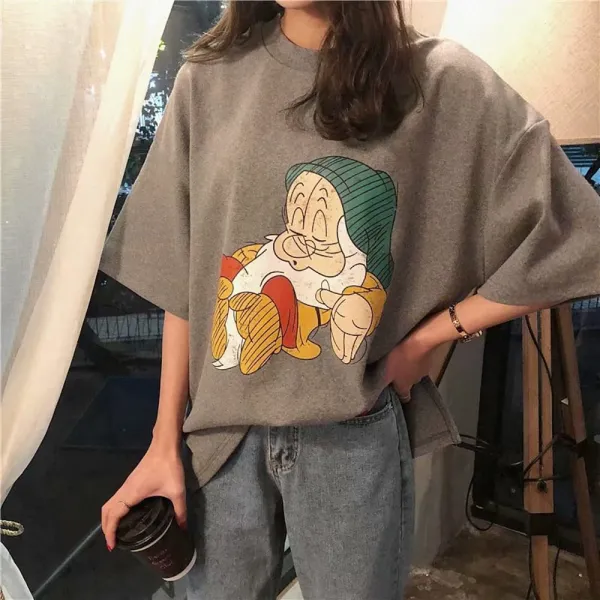위파인더 일본어 여성의 하라주쿠 만화 복고풍 2020 여름 새로운 문질러 반 소매 티셔츠 바닥 셔츠 짧은 소매 조수