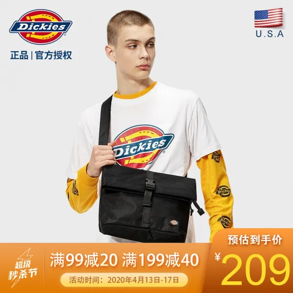 Dickies 우편집배원 가방 남녀 학원 스타일 심 플 하 게 트 렌 디 하 게 에코 백 캐 주 얼 크로스 백 운동 숄 더 백 에코 백 C230 블랙