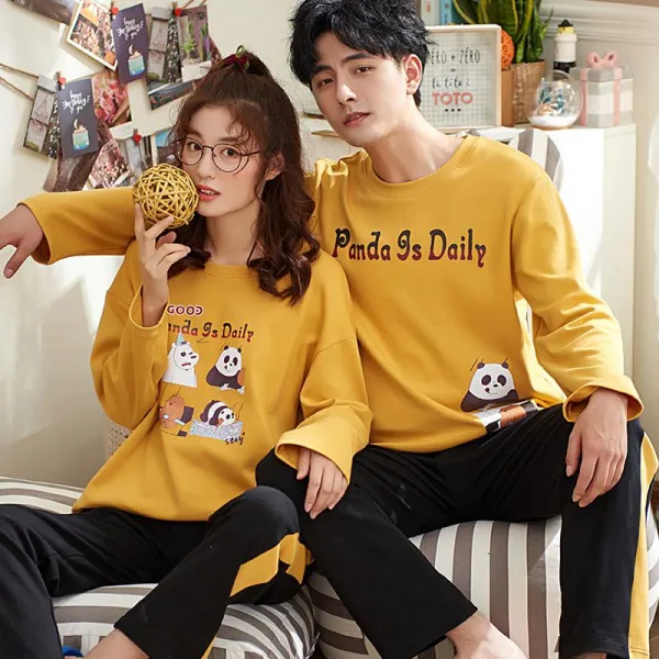 빅피플 긴팔 홈웨어 커플잠옷 세트 가을 순면잠옷 Sb266 잠옷