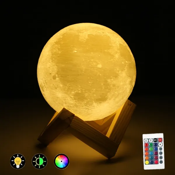 3d Usb Led 마법의 달 밤 빛 달빛 테이블 책상 문 램프 원격 제어 터치 컬러 변경 가능한 조명 홈 장식 오류시 연락주세요 오류시 연락주세요