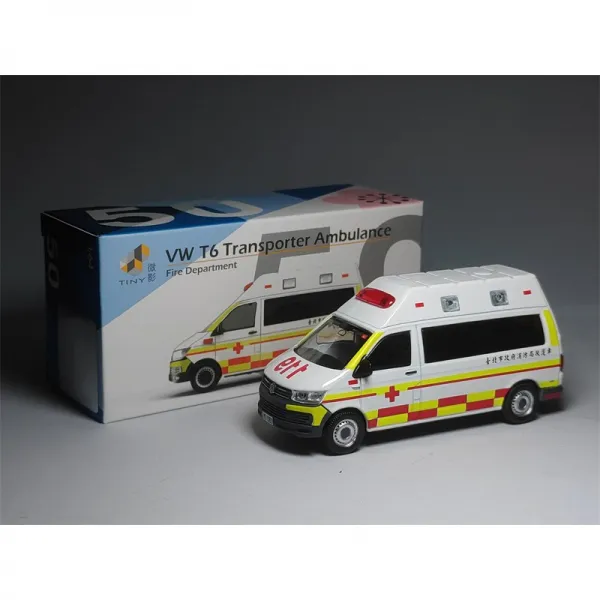 Tiny 1/64 VW T6 Transporter Ambulance Fire Department Die Cast Model Car 소방차 자동차 모형 합금 모형 한정판 수집하다