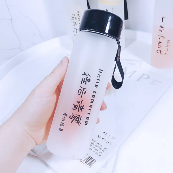 물 컵 유리 물컵 여사 귀 요 미 스타일 아이디어 트 렌 드 소녀 ims 컵 모래 학생 신상 글라스 개성 휴대용 음료 내열 컵 뒤로 제거 컵 리프팅 와이어, 상세페이지 참조