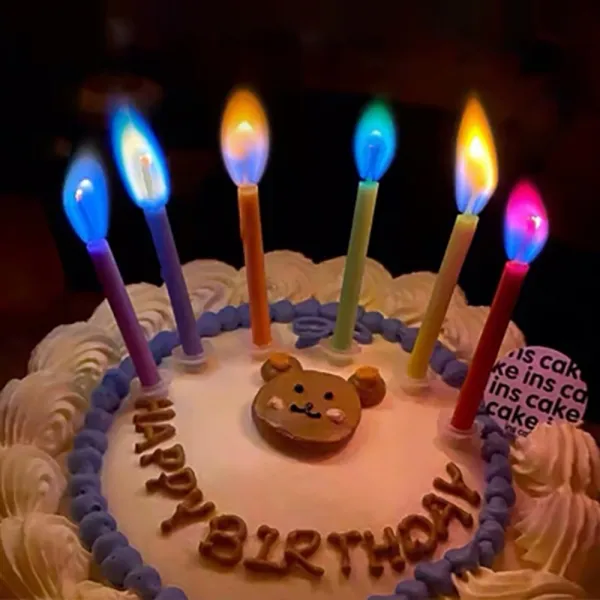 무지개초 불꽃초 특이한 색깔 생일 파티 초 [컬러 예쁜 케이크 인싸 이벤트 레인보우 캔들 촛불 양초], 화사 무지개초 12개입
