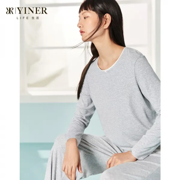 긴소매잠옷 그림자 소리 Yinerlife 실내복 홈웨어 여름 캐쥬얼 모달 여성