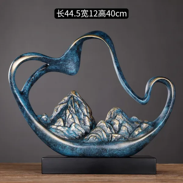고급스러운 산 모양 조각품 인테리어 블루