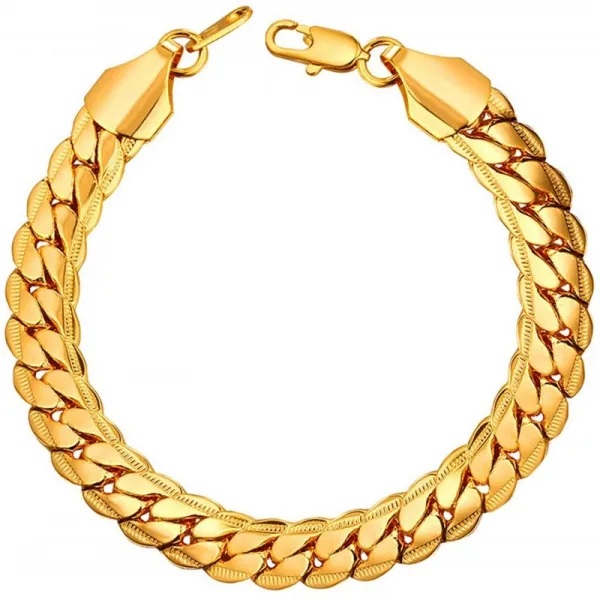 U7 키 헤이 팔찌 남성 체인 21cm 9mm 힙합 액세서리 키 헤이 체인 K18 금 H2489 