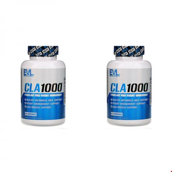 이보루션 뉴트리션 CLA 1000 자극제 무첨가 체중 메니지먼트 90개입 소프트젤, 2개묶음, 1