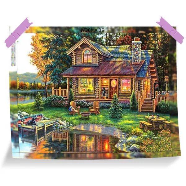 Sevoren 보석 십자수 200장 3D 입체 비즈 십자수, 40X50, Z074.청신 건물