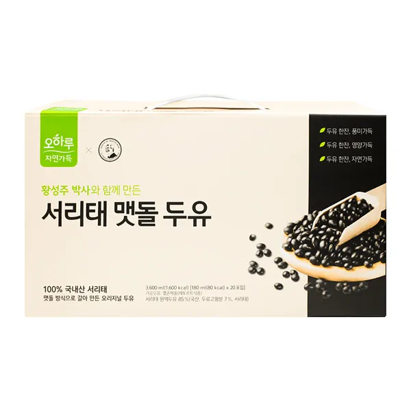 오하루 자연가득 서리태 맷돌 두유 180mlX20포입, 단품