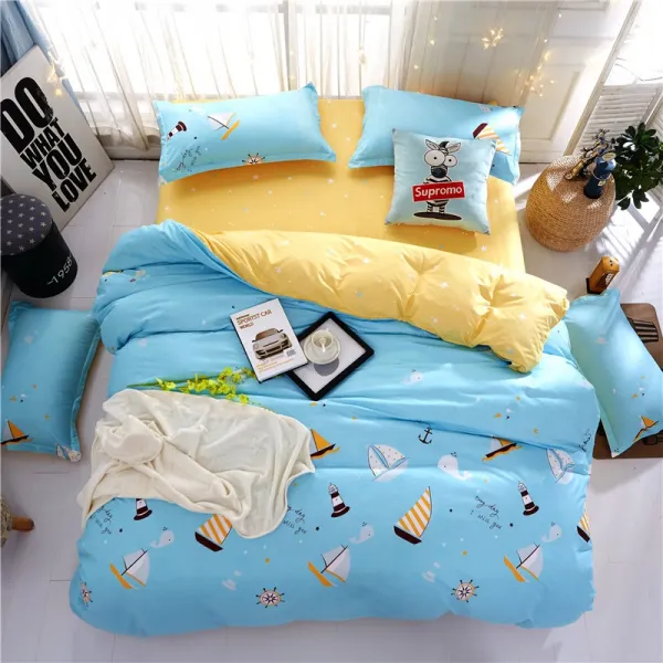 차렵이불 이불 겨울이불 순면 학생기숙사 싱글 6종 이불솜 봄가을 여름 요매트 풀세트 4종세트 C16 바다 여행