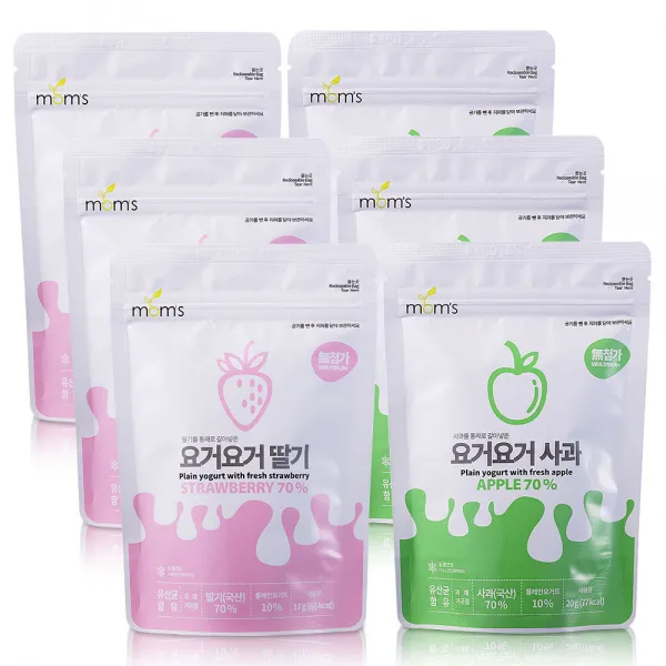 맘스 생과일이 무려70% 유산균아이과자 요거요거 혼합6팩4팩, 6팩, 딸기맛+사과맛