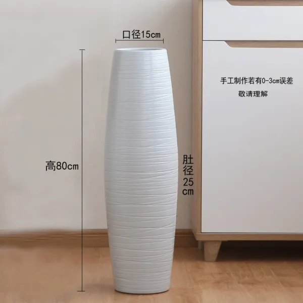 도자기 착지 큰 꽃병 거실 TV거실장 하이 진열 장식품 심플 모즈 소프트 꽂다 라이크 말린 꽃 인테리어, 80cm 화이트 보틀 （틀리다 극 화