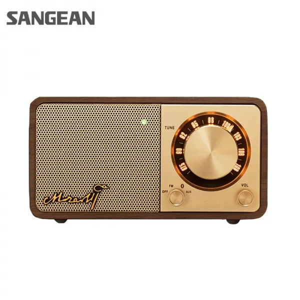 SANGEAN 산진블루투스스피커 빈티지 레트로 우드 원목 미니 스피커 가정용 휴대용 대음량, 공식 표준 분배 + 해후 가루와 마주치다.