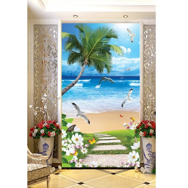 조심성 접착 현관 장식 현대 심플한 풍경회랑 벽화 통로 세로 거실 침실 중국식 벽 접착 문유리 붙이기 그림양광 돌고래 200~100 센티미터 높이