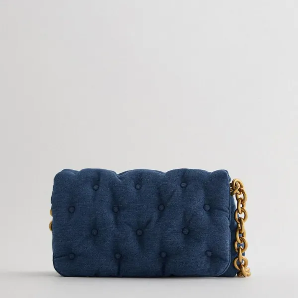 ZARA QUILTED DENIM MAXI CROSSBODY BAG