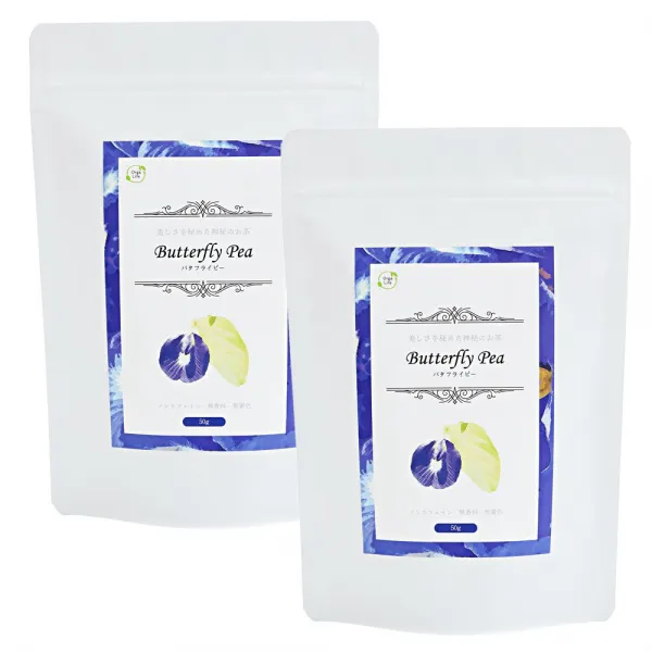 お買い得2袋（茶葉100g） オーガライフ バタフライピー 100g お茶 無農薬 アンチャン ハーブティー ノンカフェイン 蝶豆 青いお茶 특가 2 봉지 (찻잎 100g) 오우거 라이프 나, 1