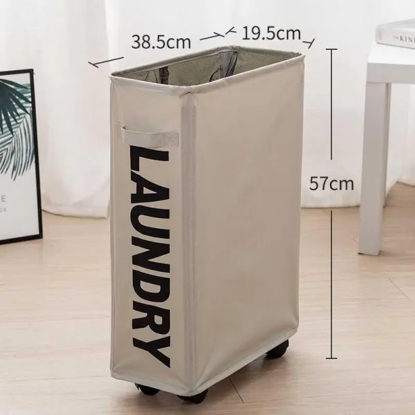 빨래정리바구니 세탁바구니 빨래바스켓 가정용 퀼트 룩 더러운옷 테 수납 가능 접밴드 바퀴 옷통 미끈함 라이트그레이 색깔 38.5 *