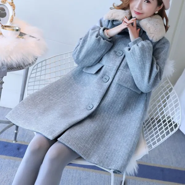 뉴타임즈7 임부 겨울 코트 상의 겨울 오버핏 코트 중 롱 모직 코트 D2a8 18 사진색