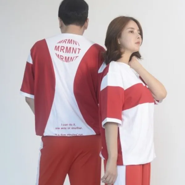 [텐바이텐] (UNISEX) MRMNT Block Short Sleeve T-shirt (RED)_(1410650)