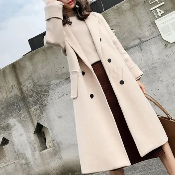 Kirahosi 롱코트 가을 겨울 여성 모직 캐시미어 롱코트 자켓 아우터 슬림핏 110 281 Com1rjyv