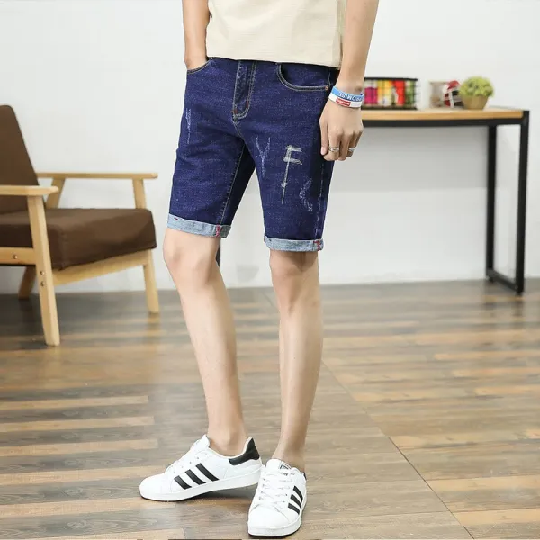 Q 여름 신 남성 데님 반바지 남 패션 5부 팬츠 트랜디 미디움 바지 얇은 D808