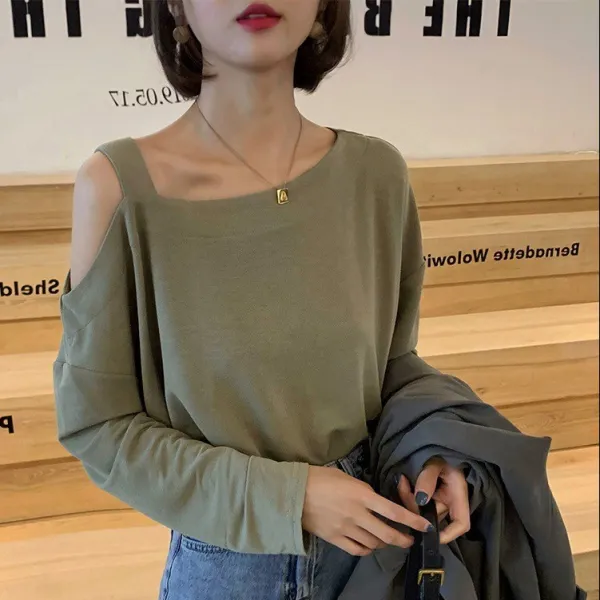 style시대 여성 오픈숄더 섹시 티셔츠 M057 긴팔
