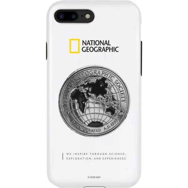 National Geographic iPhone 8 Plus 케이스 / iPhone 7 Plus 케이스 Global Seal Metal-Deco Case 화이트, 1, 단일상품