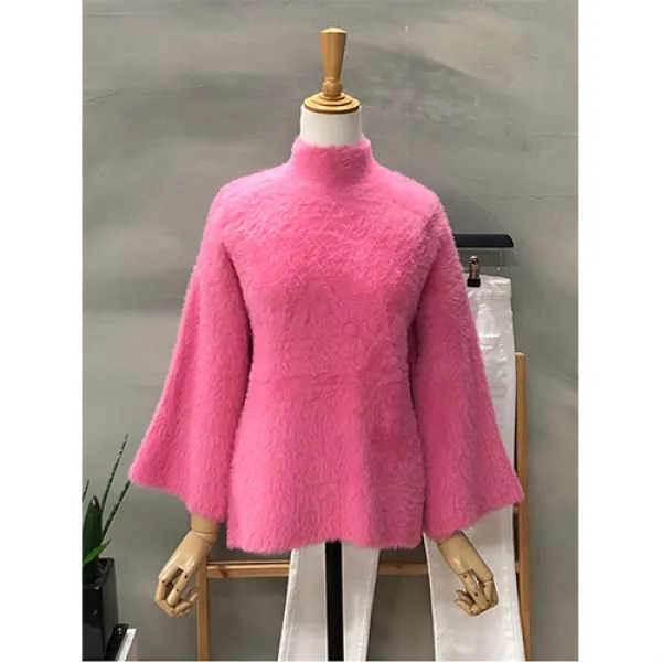 행복한여자 신상무배 여성스러운 핏 소프트 밍크 반목 폴라 니트