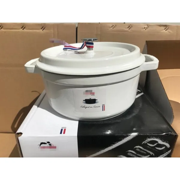 스타우브 르쿠르제냄비 주물냄비 꼬꼬떼 20cm 구이용 찜솥 가정용 주방 법랑 냄비, 흰색