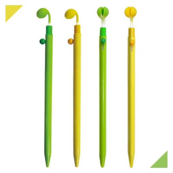  마치 콩나물 니들 볼펜 0.7mm 2종 케릭터볼펜 10개입 옐로우