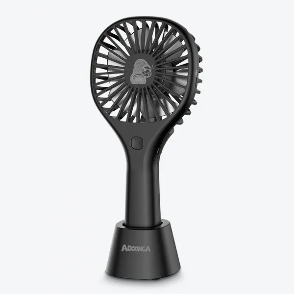 삼직구 스탠드형 선풍기 손잡이 주무름 충전 운동 휴대식 USB 테이블 투웨이 기숙사 사파리 소음방지 숓, 쥐뿔도 없는 놈팡이 패턴 -블랙