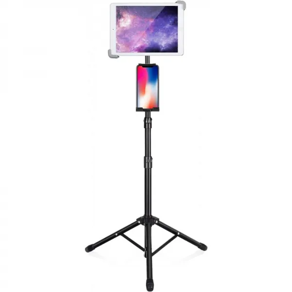 [이태리직송] Luxtude 태블릿 스탠드 2 개의 스탠드가있는 휴대용 플로어 삼각대 용 전화 기용 iPad 스