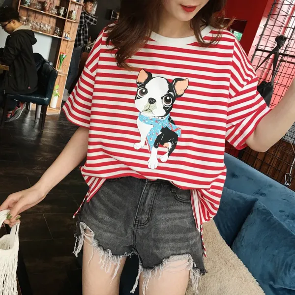  제로의옷장 스트라이프 강아지티셔츠 Bh0525p05