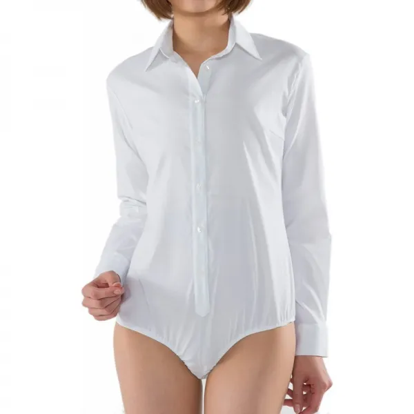 운동 쉽고 흐트러진 옷 매무새없는 슈퍼 스트레치 &이지 케어 바디 셔츠 Fit (맞춤) 긴팔 화이트 M [4050