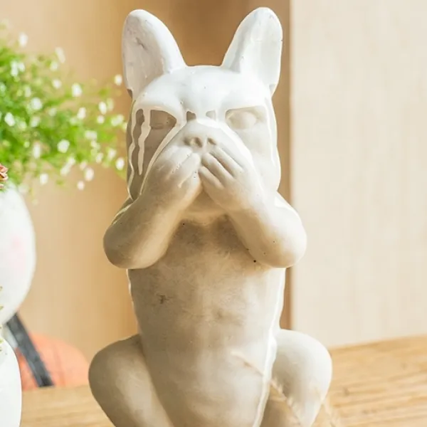 돌인형 프렌치불독 강아지 장식, 하얀색