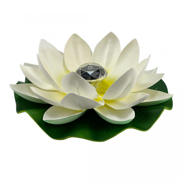 태양광 연꽃 램프 연못 수영장 장식 정원 무드등 옥상테라스 조명 인테리어 등불 40cm 흰색