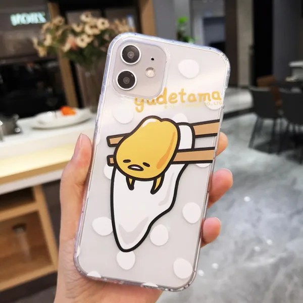어플케이스 취미 게으른 놈 사과폰 12PROMAX 핸드폰케이스 적용 IPHONE11노른자위 형 미니 투명 실리콘 캡