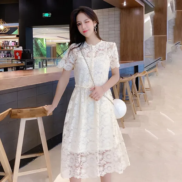 레이스 원피스 여자 하 22 선녀 초 센슨 계 여신 범 허리 걷이 롱 스커트