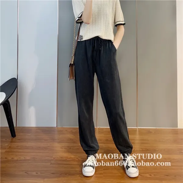 MAOBAN 수입 맟춤제작 큐프라 에어매쉬 링클프리 드로스트링 캐쥬얼 슬림핏 와이드 루즈핏 한참이나 혼란 입 캐주얼바지