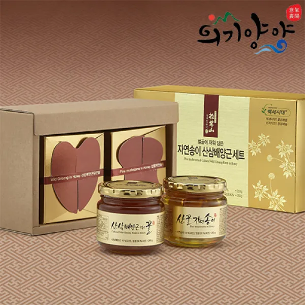 [의기양양] 건강한 달콤함 자연송이 담은꿀250g(병)+산삼 배양근 담은꿀250g(병), 단품, 단품