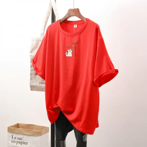 오버사이즈 여장 티 스커트 반팔 여 하의 실종 통통 Mm 와이드 날씬 200 상의