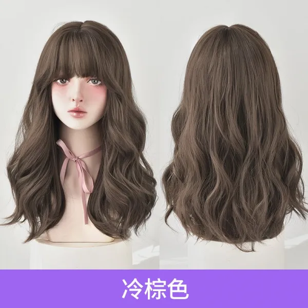 주원맘몰 여성 내추럴 전 넥 워머 긴 웨이브 식 에어 앞머리 인싸템 스타일링 볼륨 스타일리시 중장발, 1, 콜드 브라운