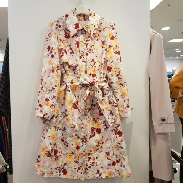 조이너스 <<특가진행 품절임박>무료배송 여성정장*인기스타일 꽃샘추위 봄신상 플라워 프린트 여성스럽고 고급스러운 꽃무늬 간절기 트렌치 코트 화사한 봄 롱 자켓